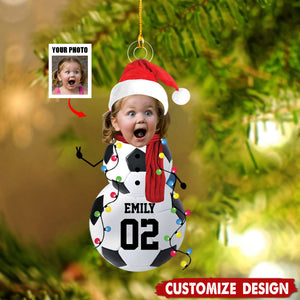 2024 New Release-Personalized Photo Soccer Snowman Ornament Gifts For Soccer Lovers