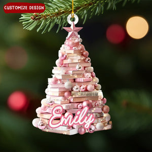 Personalized Christmas Book Tree Name Ornament-Gifts For Book Lover-2024 New Release