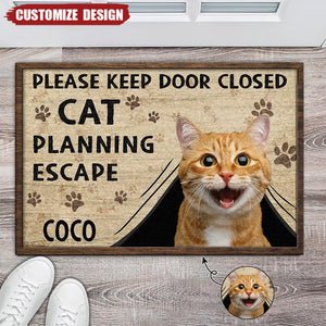 Cats Planning Escape-Personalized Photo Doormat-Gift For Cat Lovers