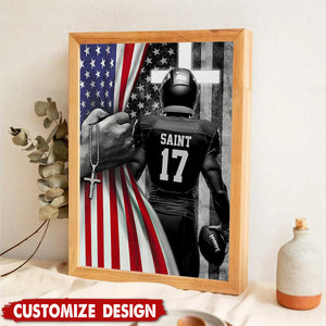 Personalized American Football Boy Poster - Gift For American Football Lovers