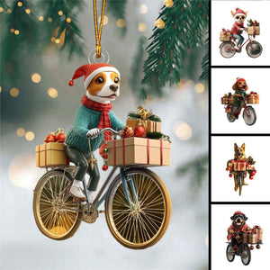 Funny Dog Riding a Bicycle Christmas Ornament - Gift For Dog Lovers - 2024 New Release