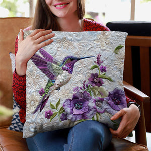 Purple Hummingbird Pillow - Gift For Bird Lovers