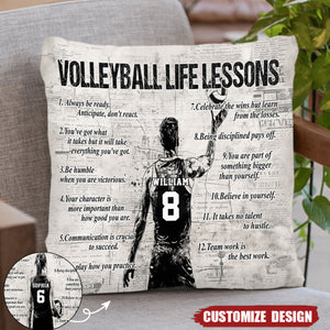 Personalized Volleyball Life Lessons Pillow-Gift For Volleyball Football Lovers