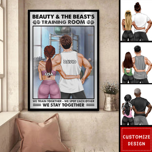 Gym Couple Beauty And The Beast's Training Center - Personalized Couple Poster