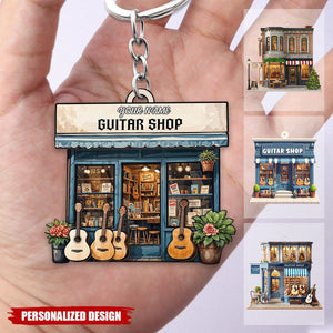 Personalized Guitar Shop Keychain-Gift For Guitar Lover-2024 New Release