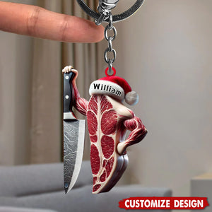 Personalized Meat Keychain-Gift For Butchers, Chefs, and BBQ Enthusiasts