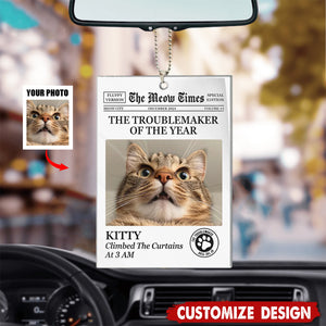 The Troublemaker Of The Year -Personalized Cat Dog Car Ornament-Gift For Pet Lovers