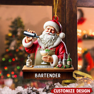 Personalized Santa Mixing Cocktails Christmas Ornament Gift For Bartenders-2024 New Release