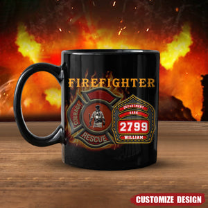 Personalized Firefighters Mug With Department, Rank, Badge Number And Your Name, Fire Dept Mug, Fireman Gifts