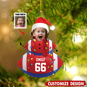 2024 New Release-Personalized Photo Rugby Snowman Ornament Gifts For Rugby Lovers