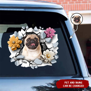 Custom Photo 3D Cracked Pet Face - Gift For Dog/Cat Lovers - Personalized Decor Decal