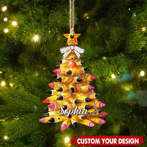 Personalized Pencil Tree Ornament-Gift for Teachers-2024 New Release