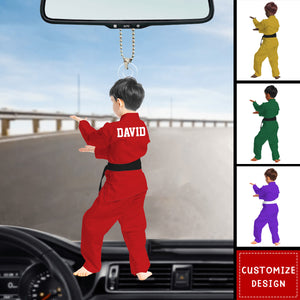 Personalized Kid Karate,Jiu Jitsu,Judo Car Ornament - Gift For Karate,Jiu-Jitsu Lovers