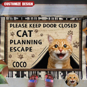 Cats Planning Escape-Personalized Photo Doormat-Gift For Cat Lovers