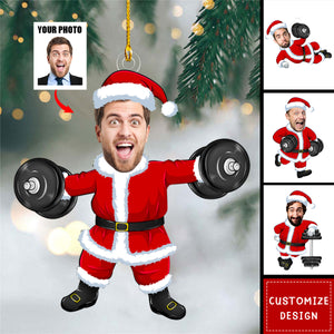 Personalized Photo Gym Santa Ornament - Gift For Gym Lovers