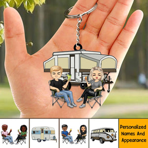 Drive Slow Drunk Campers Matter Husband Wife Camping Couple - Personalized Acrylic Keychain