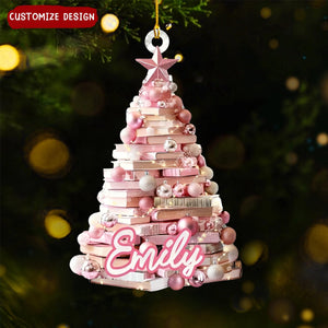 Personalized Christmas Book Tree Name Ornament-Gifts For Book Lover-2024 New Release