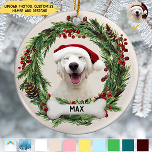 Custom Photo Lovely Pet Face - Christmas Gift For Pet Lovers, Pet Memorial - Personalized Circle Ceramic Ornament