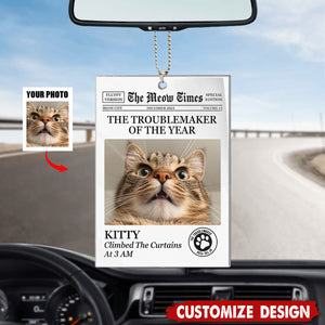 The Troublemaker Of The Year -Personalized Cat Dog Car Ornament-Gift For Pet Lovers