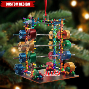 2024 New Release - Personalized Barbell Fitness Christmas Ornament， Gift For Gym Lover