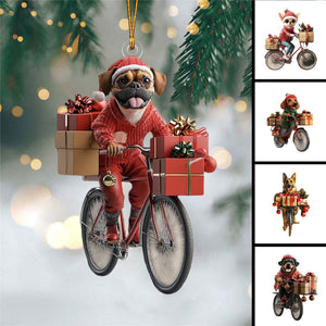 Funny Dog Riding a Bicycle Christmas Ornament - Gift For Dog Lovers - 2024 New Release