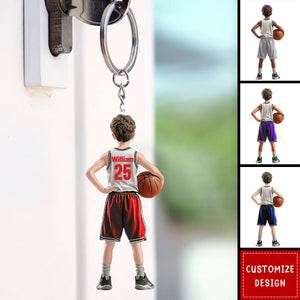 Personalized Kid Basketball Player Keychain - Gift For Basketball Lover