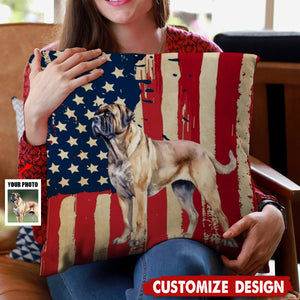 Personalized America Flag Dog Pillow - Gift For Dog Lovers