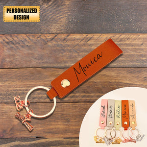 Personalized Name Leather Graduation Keychain