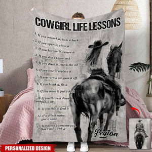 Personalized Cowgirl And Coeboy Blanket-Gift For Horse Lovers