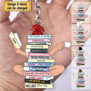 Gift For Book Lovers, Personalized Reading Girl Acrylic Keychain