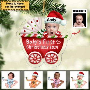 2024 New Release - Personalized Custom Acrylic Ornament from Photo - Baby Onesie - My First Christmas