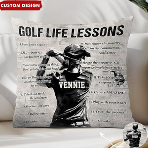 Gift For Golf Lovers-Personalized Golf Life Lessons Pillow