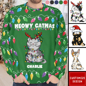 Meowy Catmas Christmas Funny Cats - Personalized Ugly Sweater