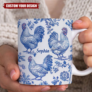 Chicken Toile de Jouy - Personalized Chicken Mug