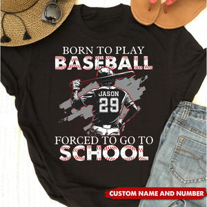 Personalized Funny Back To School Baseball Boy T-shirt, Born To Play Baseball, Gift For Kids Baseball Lovers