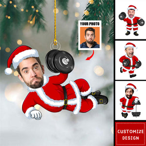 Personalized Photo Gym Santa Ornament - Gift For Gym Lovers