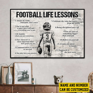 Personalized American Football Life Lessons Boy Poster-Gift For American Football Lovers