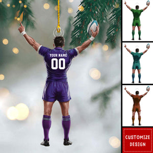 Personalized Rugby Player Ornament - Gifts For Rugby Lovers