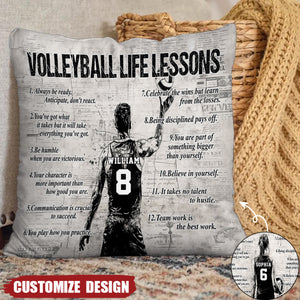 Personalized Volleyball Life Lessons Pillow-Gift For Volleyball Lovers