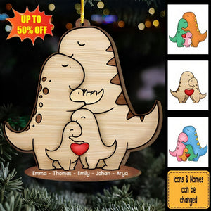 Wooden Dinosaur Family Christmas Ornament