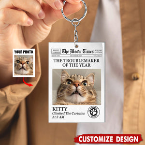 The Troublemaker Of The Year  - Personalized Cat Dog Keychain - Gift For Pet Lovers