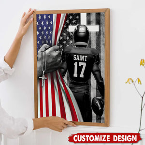 Personalized American Football Boy Poster - Gift For American Football Lovers