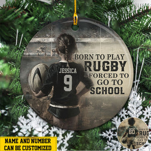 Born To Play Rugby Personalized Rugby Boy/Girl Christmas Ceramic Ornament-Gift For Rugby Lovers