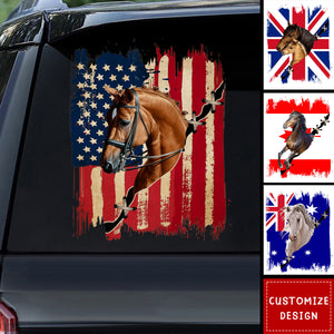 Personalized horse flag printed decal - gift for horse lovers