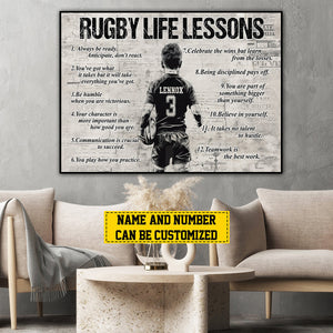 Personalized Rugby Life Lessons Boy Poster-Gift For Rugby Lovers