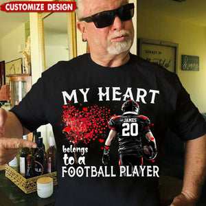 My Heart Belongs To A Football Player - Personalized T-shirt