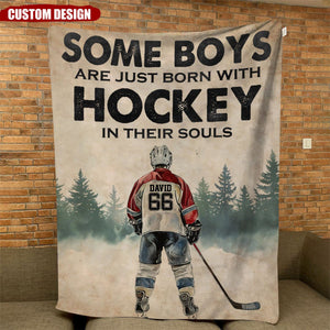 Hockey In Their Souls-Personalized Hockey Blanket-Gift For Hockey Lovers