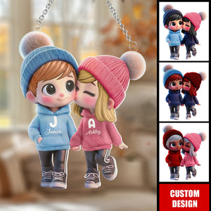 Personalized Cartoon Couple Window Hanging Suncatcher