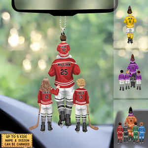 Personalized Hockey Acrylic Car / Christmas Ornament - Gift For Kids & Dad  With Custom Name, Number, Appearance