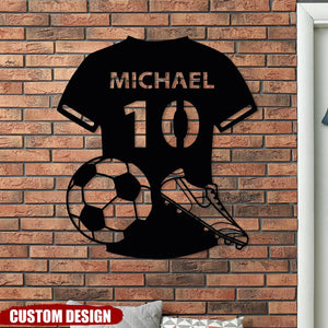 Football, Soccer Player Name Metal Sign - Personalized Night Light - Gift For Football, Soccer Lover